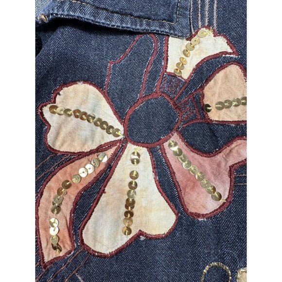 Vtg Alex Kim Jacket Womens 1X Black Floral Sequins Art To Wear Boho Read - Picture 9 of 16